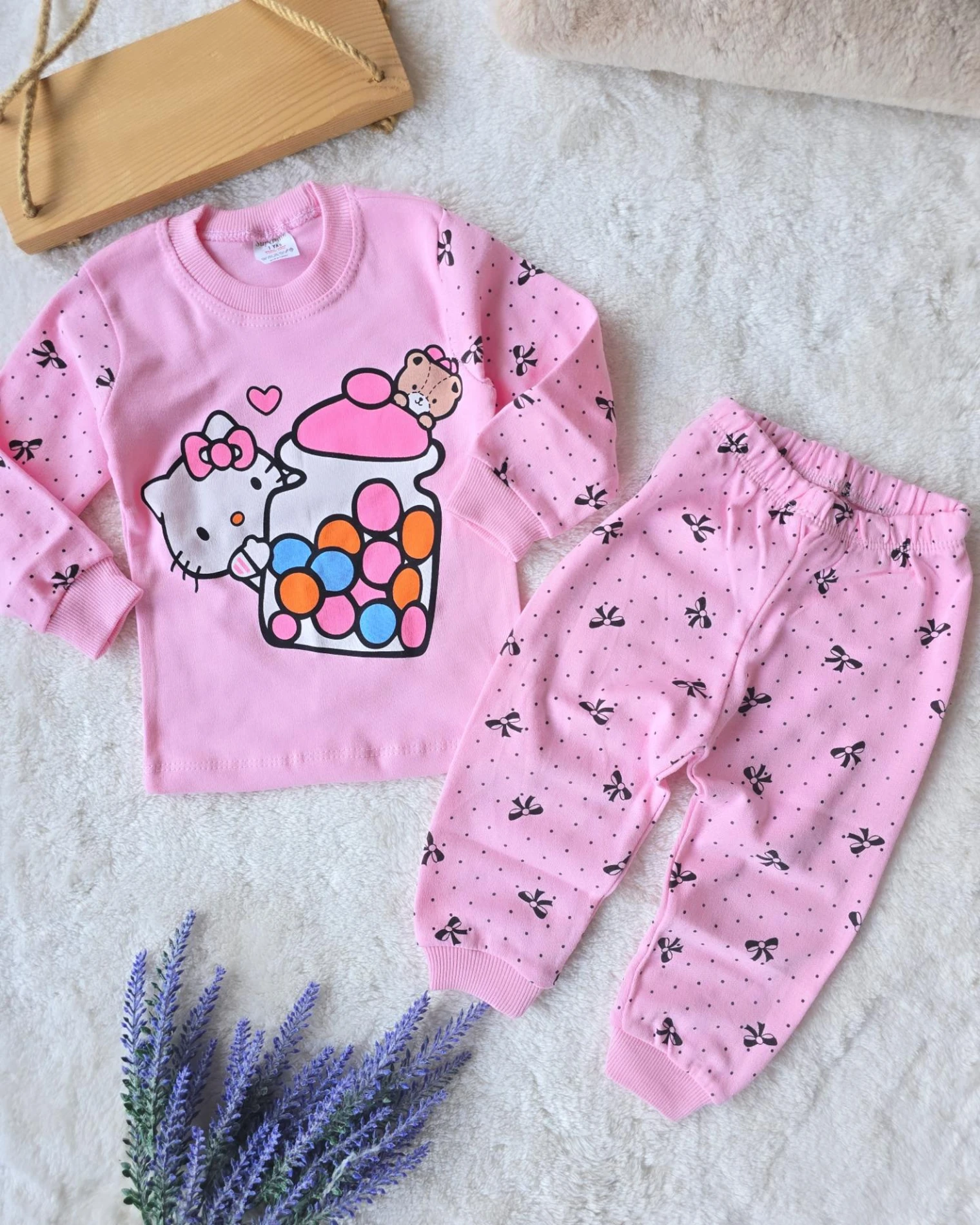 Bebek Takım Pijama Hello Kity 1-3 Yaş Pembe