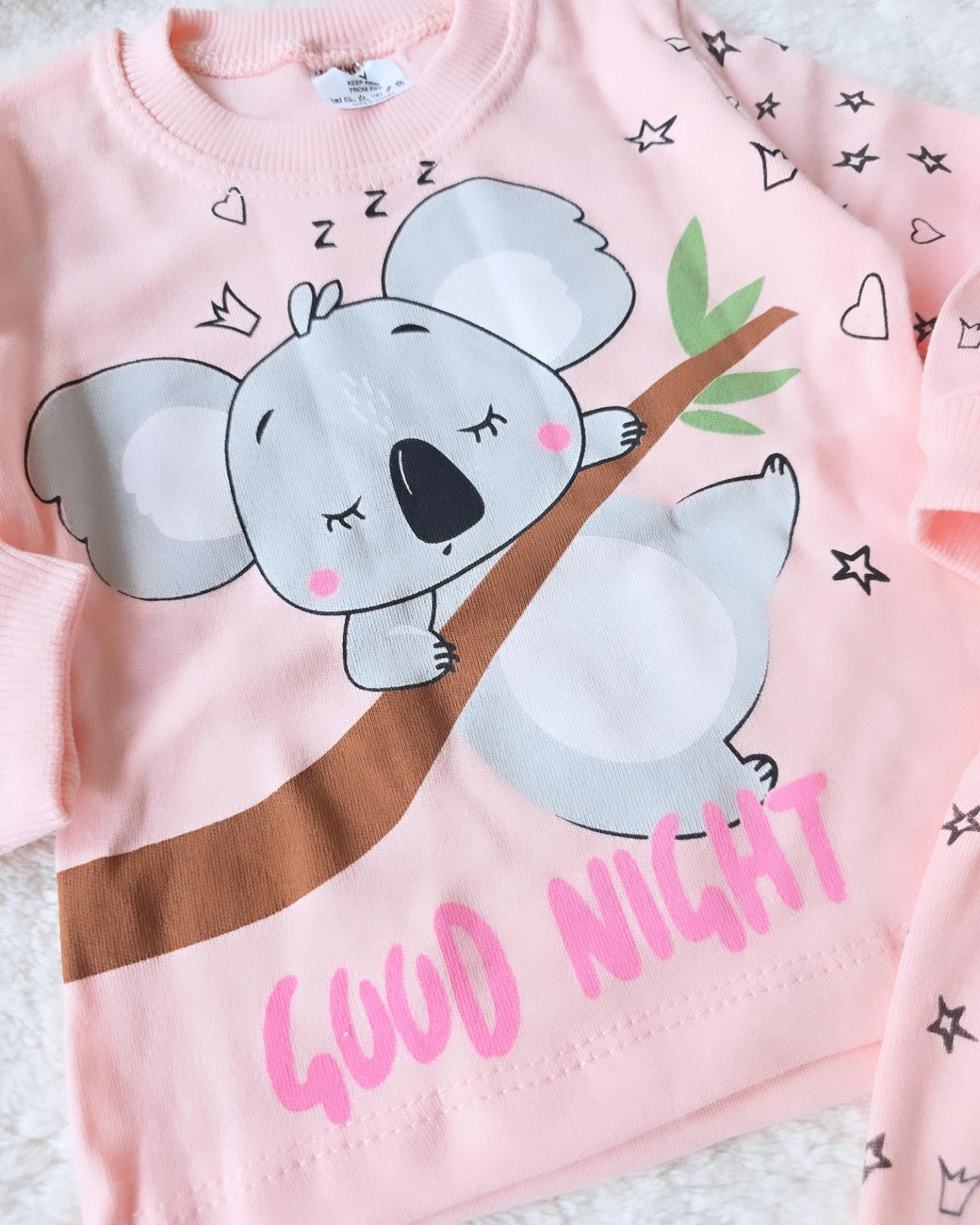 Bebek Takım Pijama Uyuyan Koala 6-12 Ay Somon