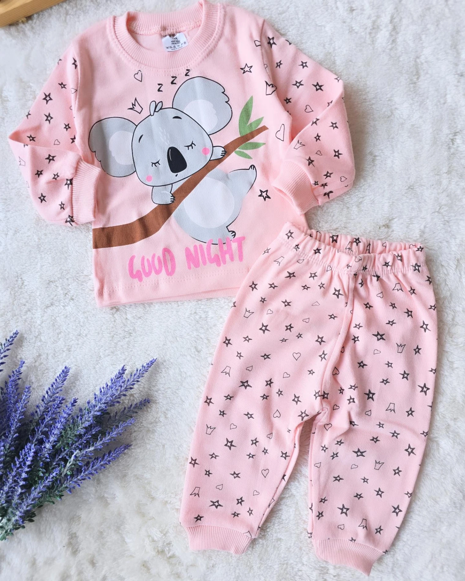 Bebek Takım Pijama Uyuyan Koala 6-12 Ay Somon