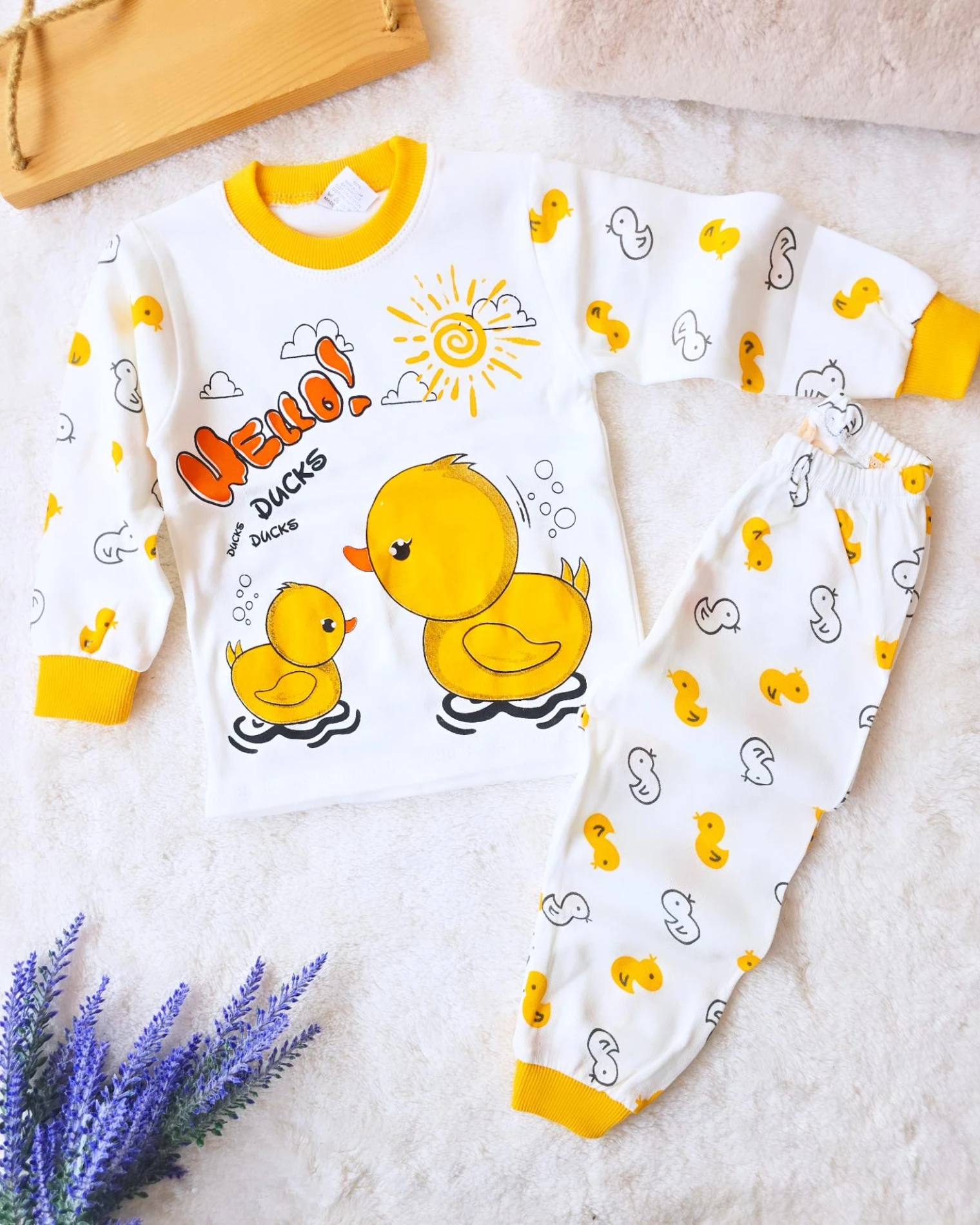 Bebek pijama hello duck baskılı 1-2-3 yaş