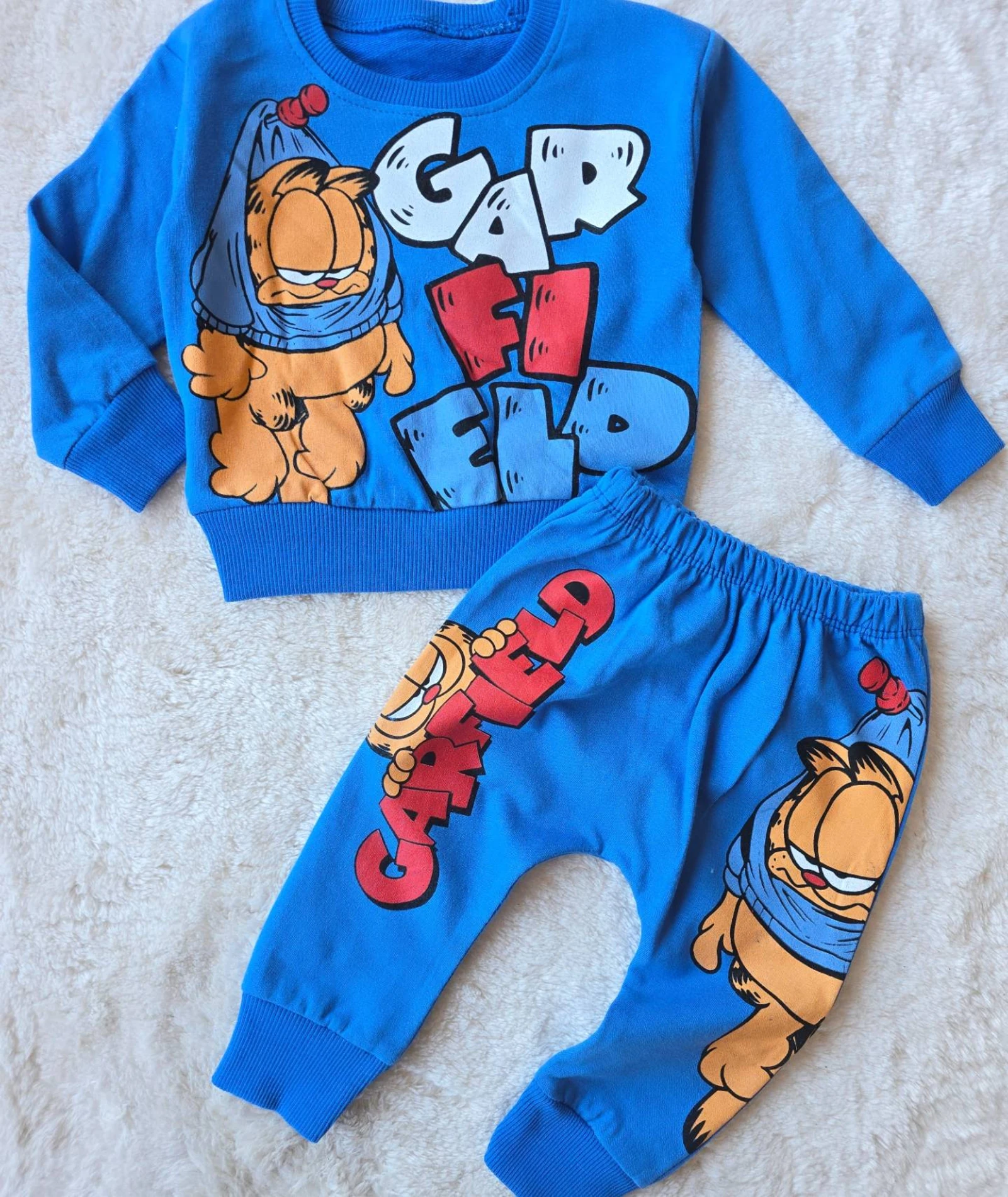 Bebek Takım Garfield Baskılı 6-24 Ay Mavi