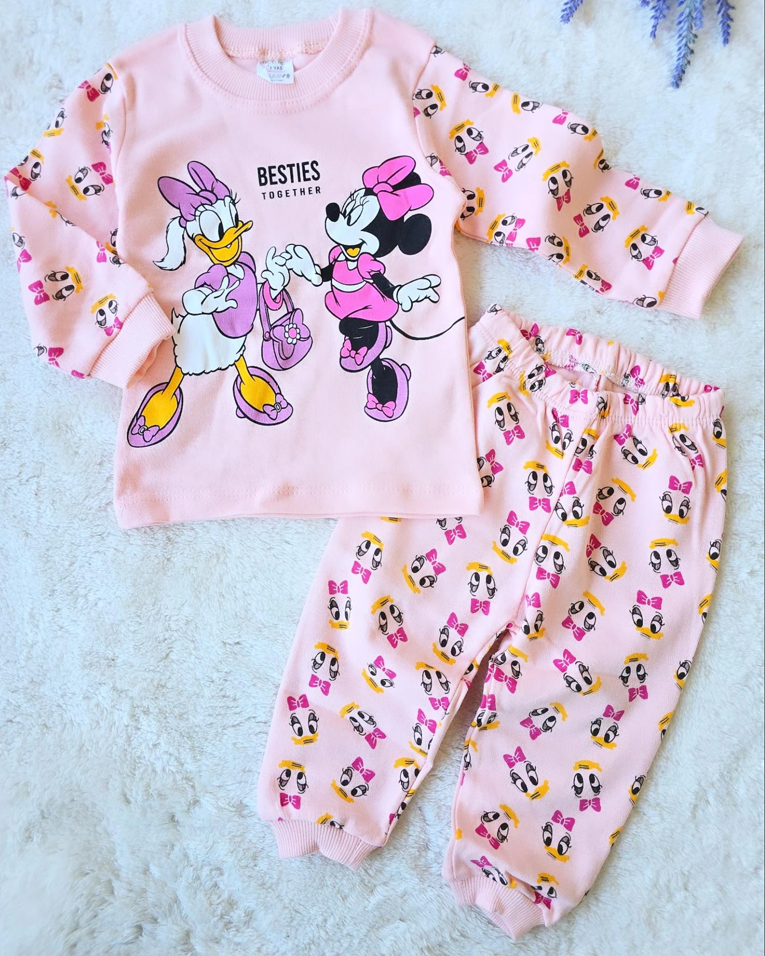 Bebek Takım Minnie Ve Daisy Baskılı Somon 1-3 Yaş