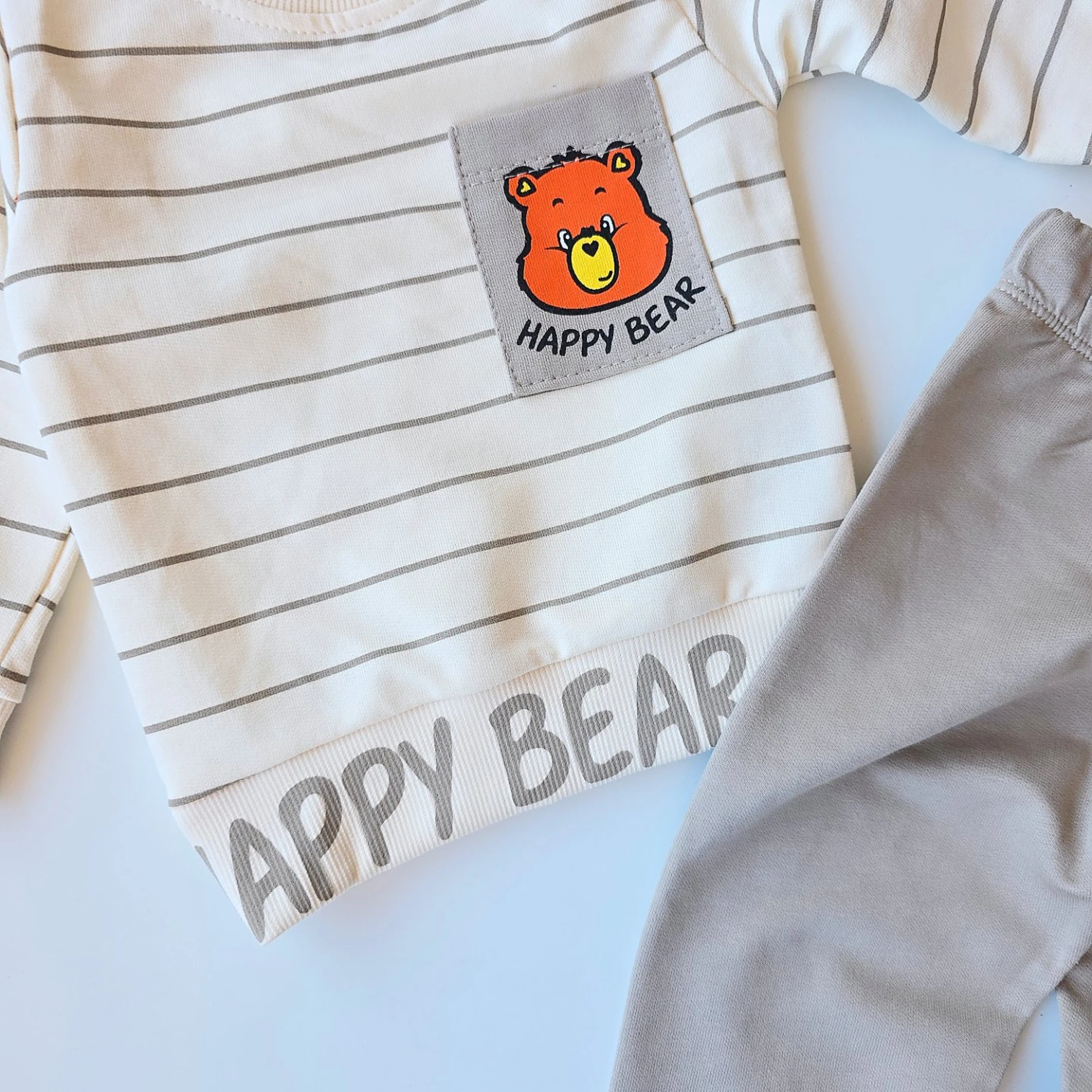 Bebek takım happy bear baskılı 6-24 ay