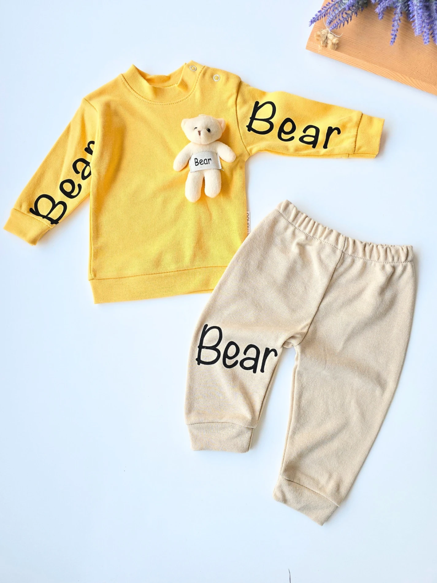 Bebek takım 9-18 ay bear ayıcık detaylı sarı