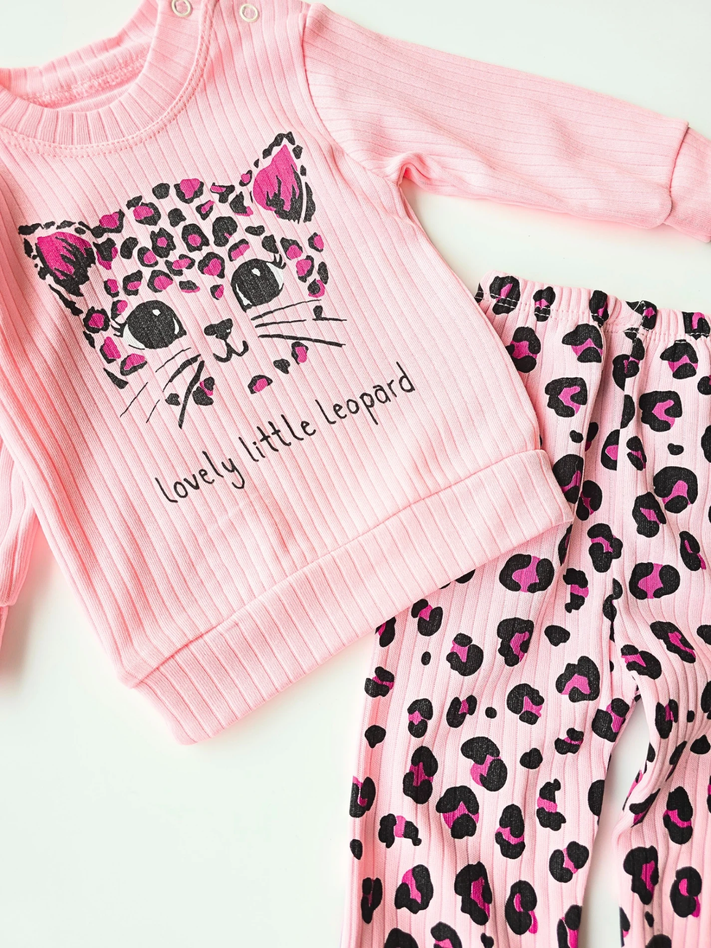 Bebek takım lovely leopar baskılı 6-18 ay pembe