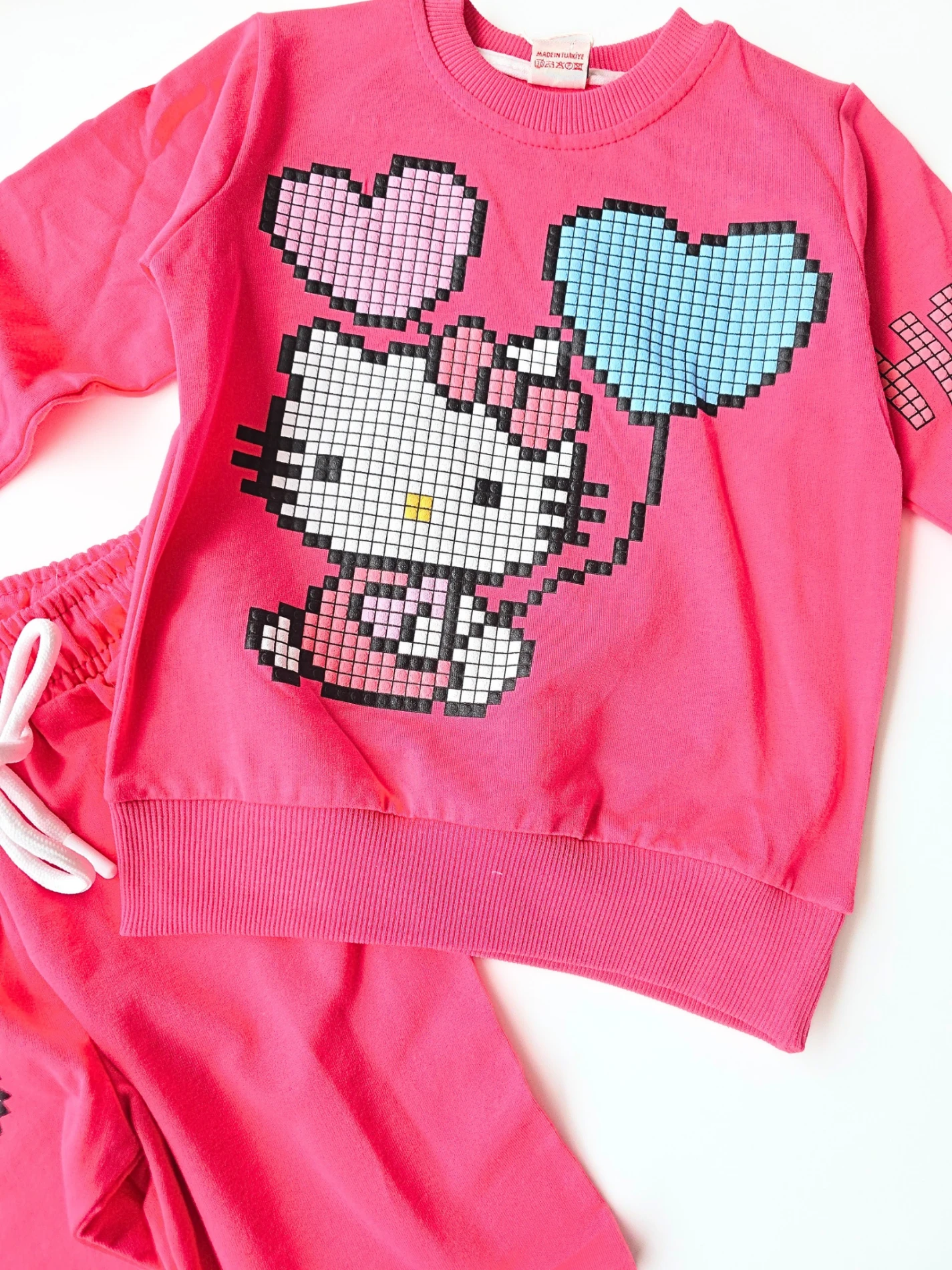 Çocuk Takım hello kitty kabartma baskılı 3-8 yaş pembe