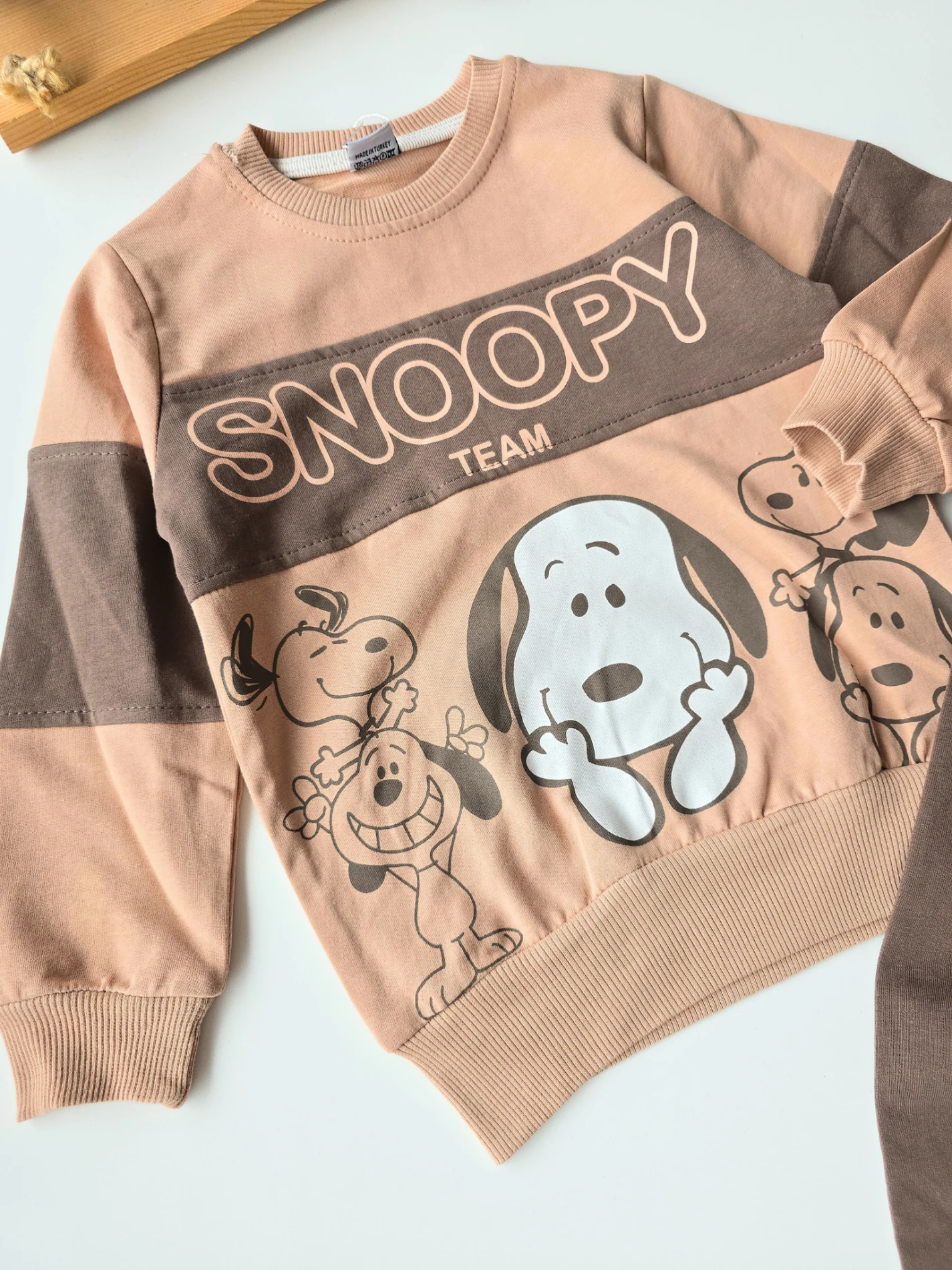 Çocuk Takım snoopy baskılı 3-8 yaş kahve