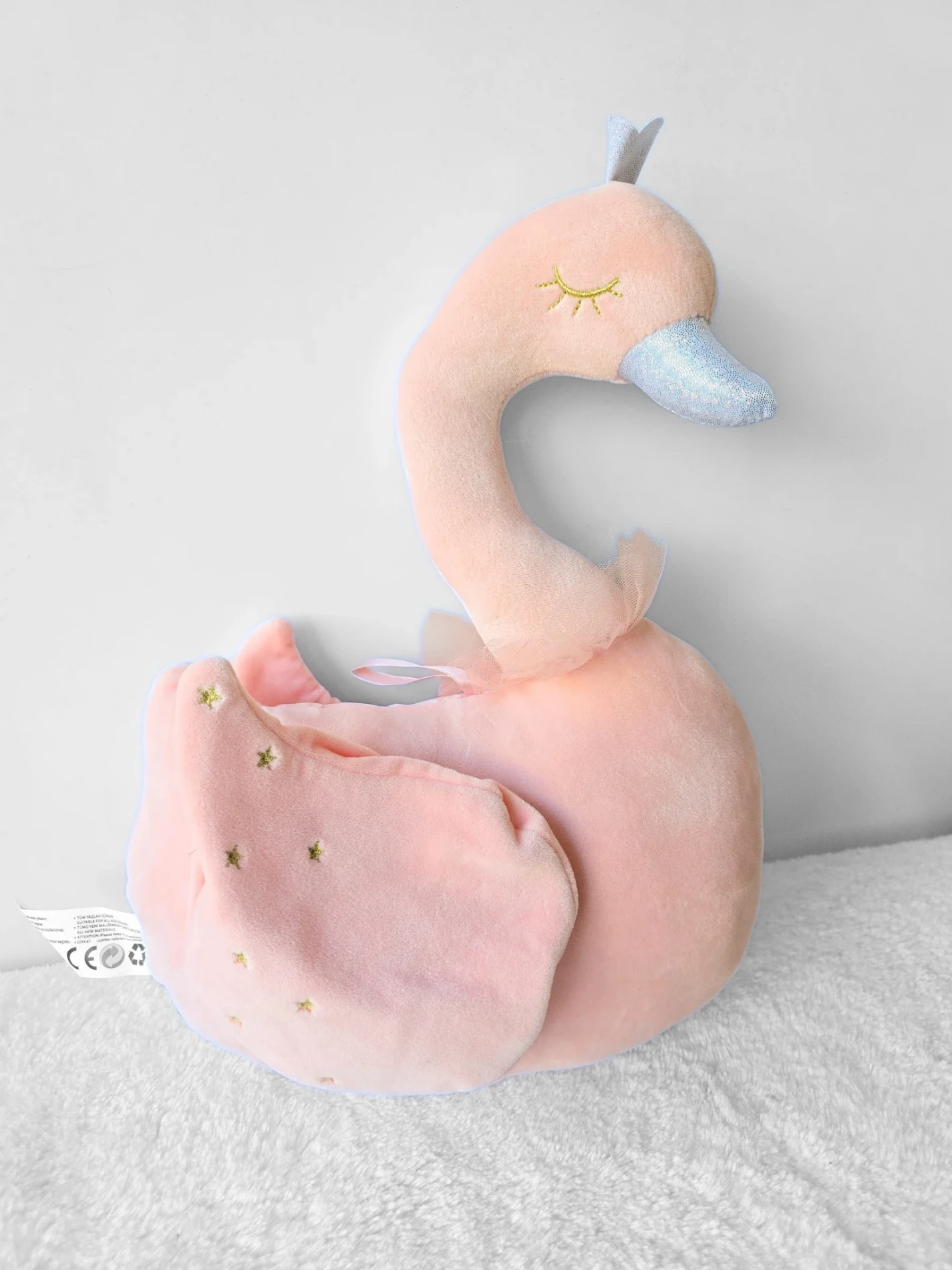 Bebek oyuncak peluş kuğu 40 cm pembe 