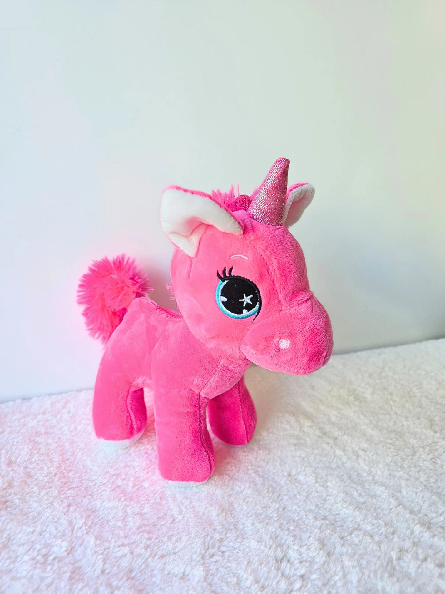 Bebek oyuncak peluş pony 20 cm fuşya 