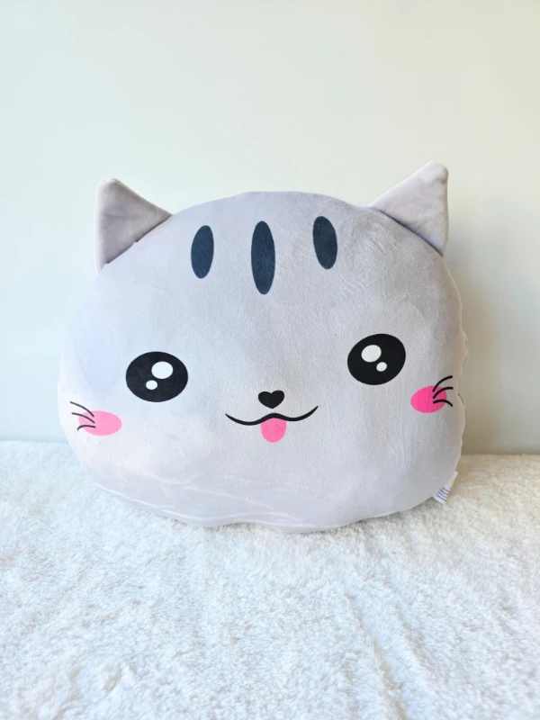 Bebek oyuncak peluş yastık kedicik 30 cm gri