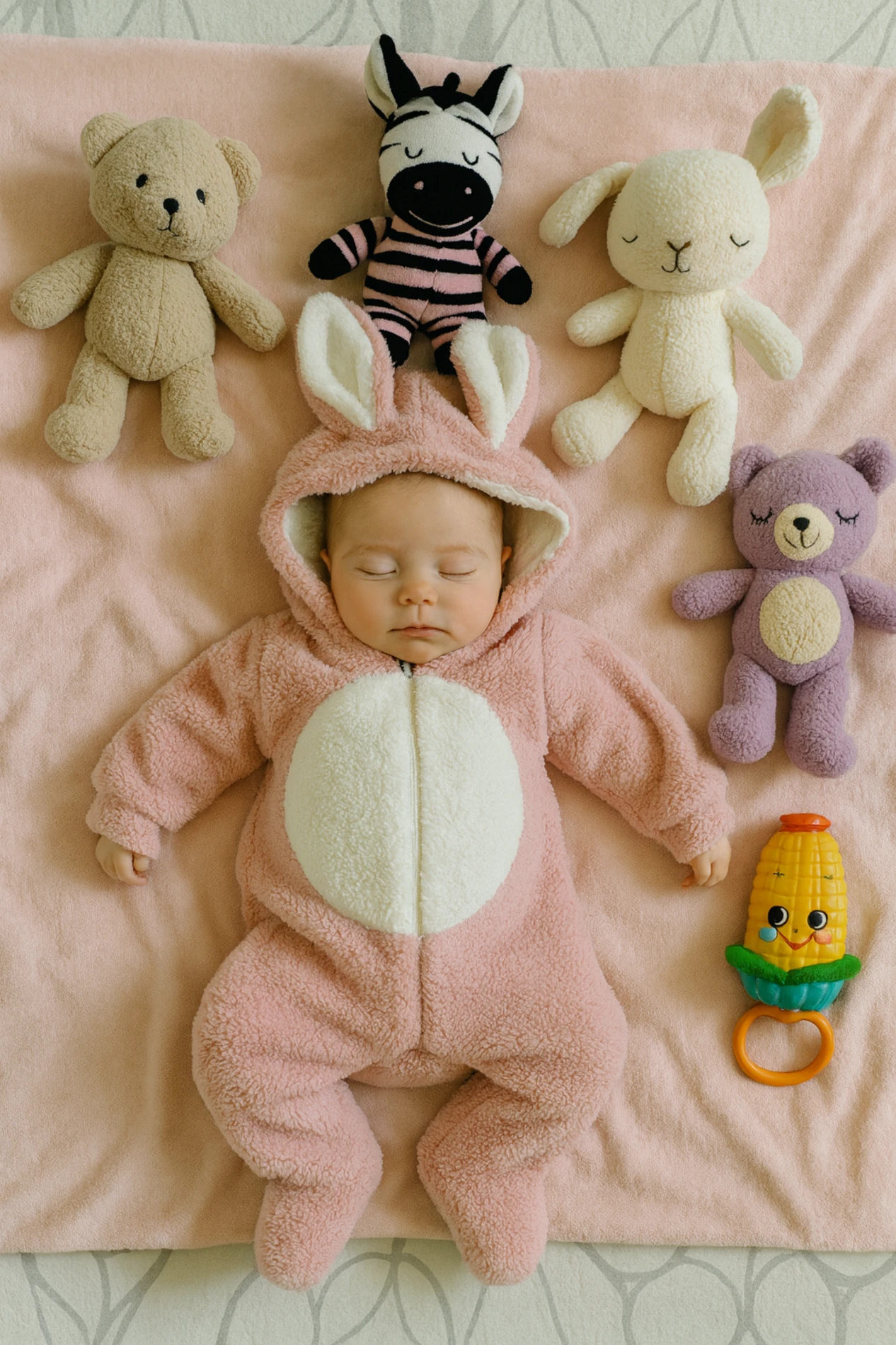 Bebek Wellsoft Tavşan Kulaklı Fermuarlı Tulum