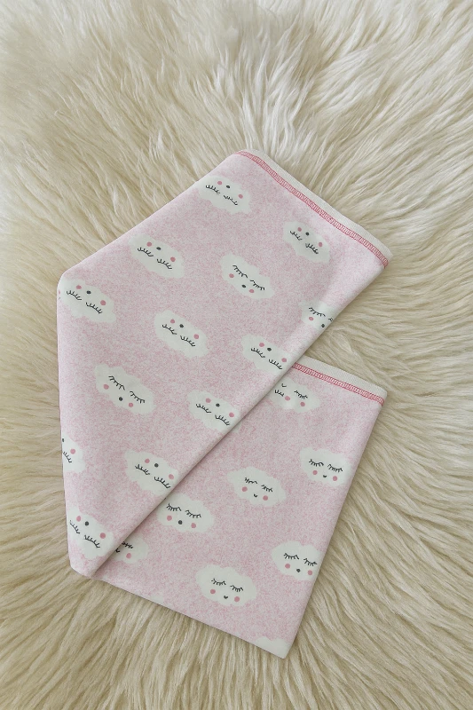 Bebek Pamuklu Çift Katlı Biyeli Bulut Baskılı Battaniye