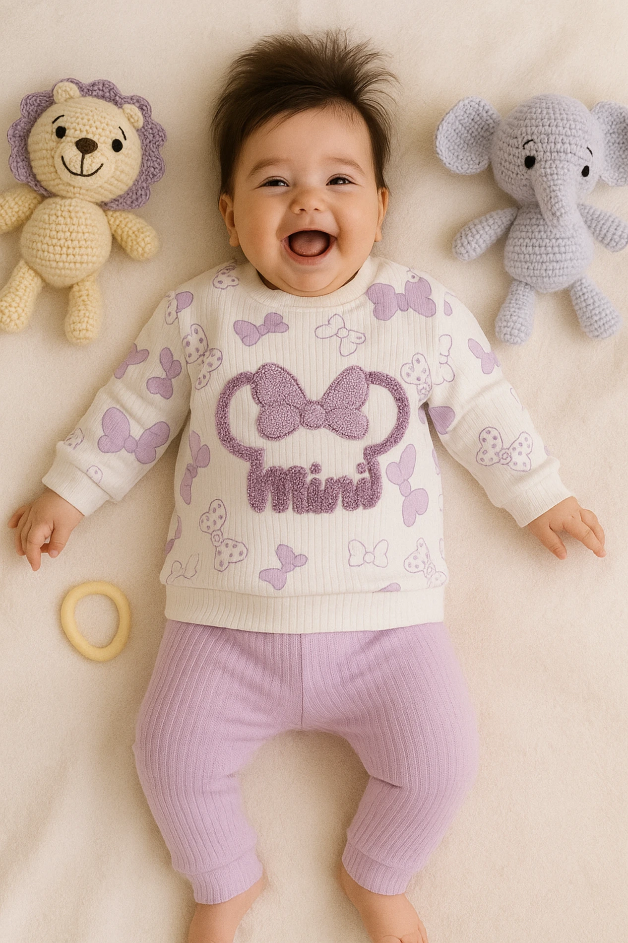 Bebek Minnie Süzene Nakışlı Takım