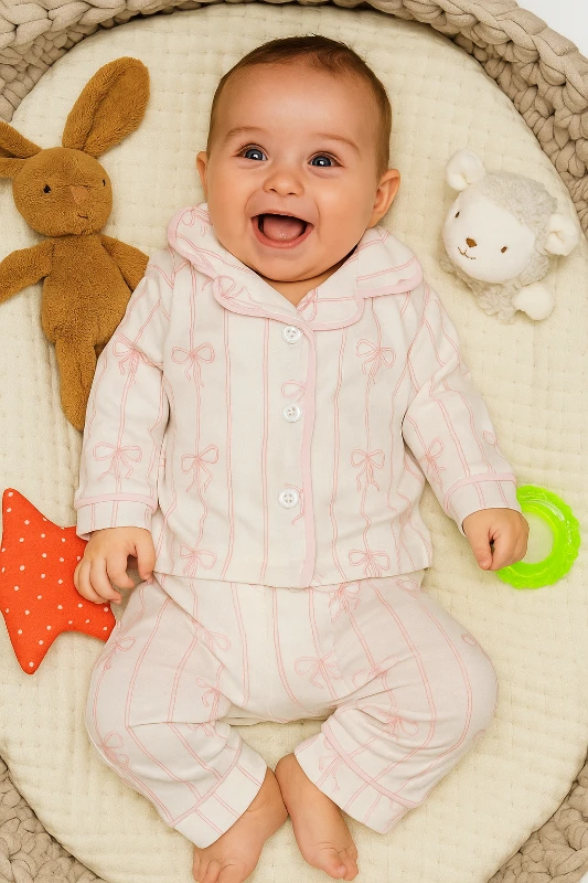 Bebek Fiyonk Baskılı Pamuklu Pijama Takımı