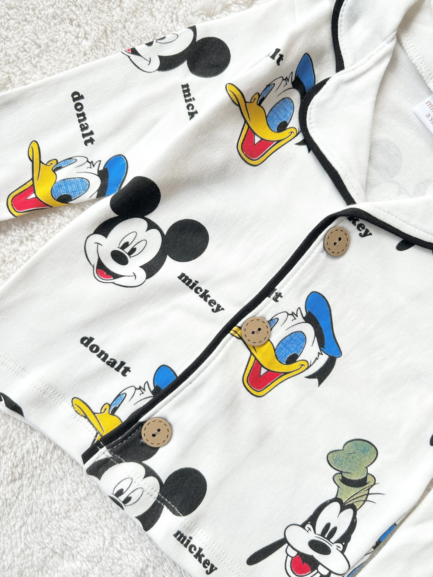 Çocuk Takım pijama mickey-donalt baskılı 3-6 yaş beyaz