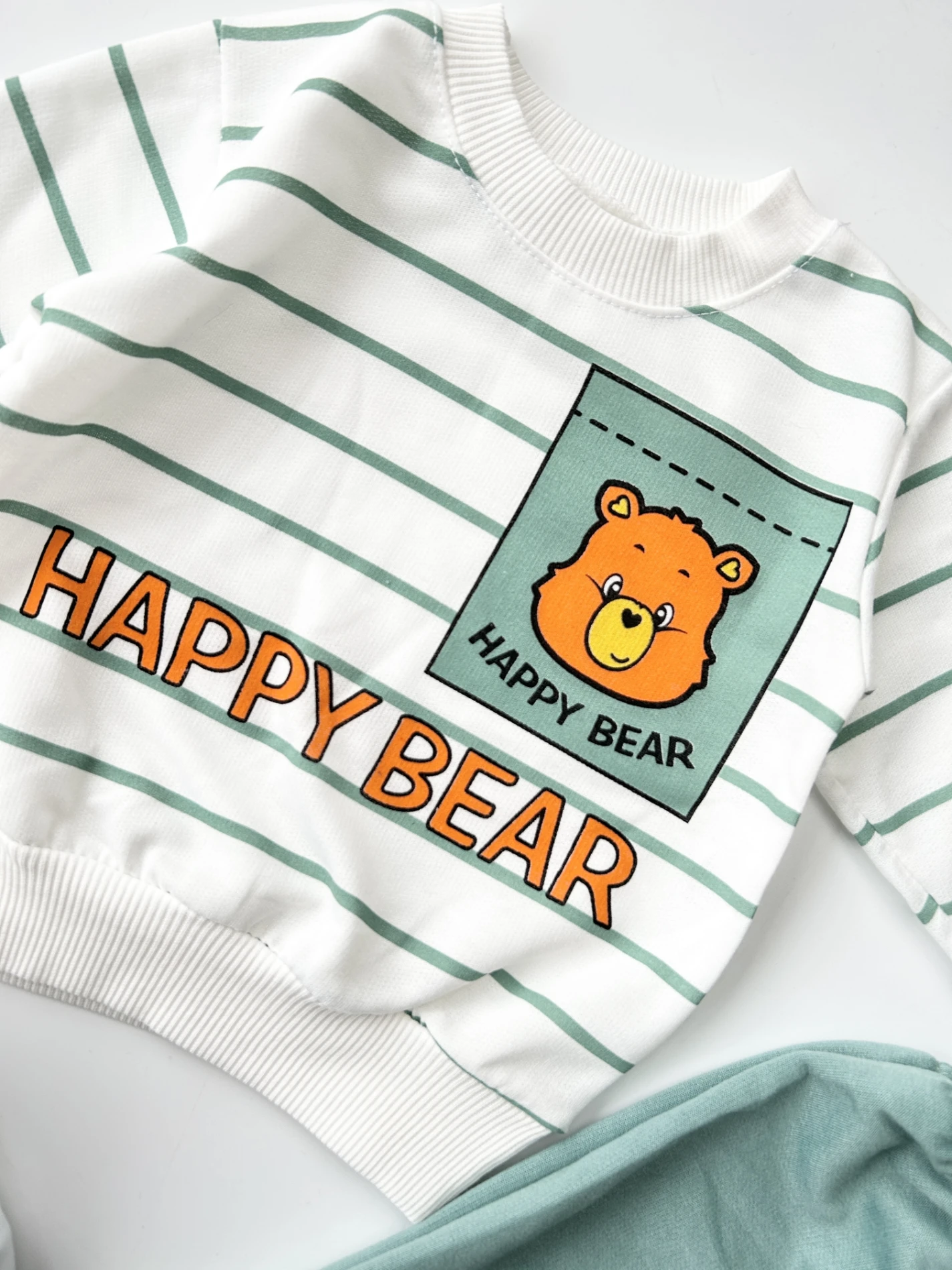 Bebek Takım happy bear baskılı yeşil