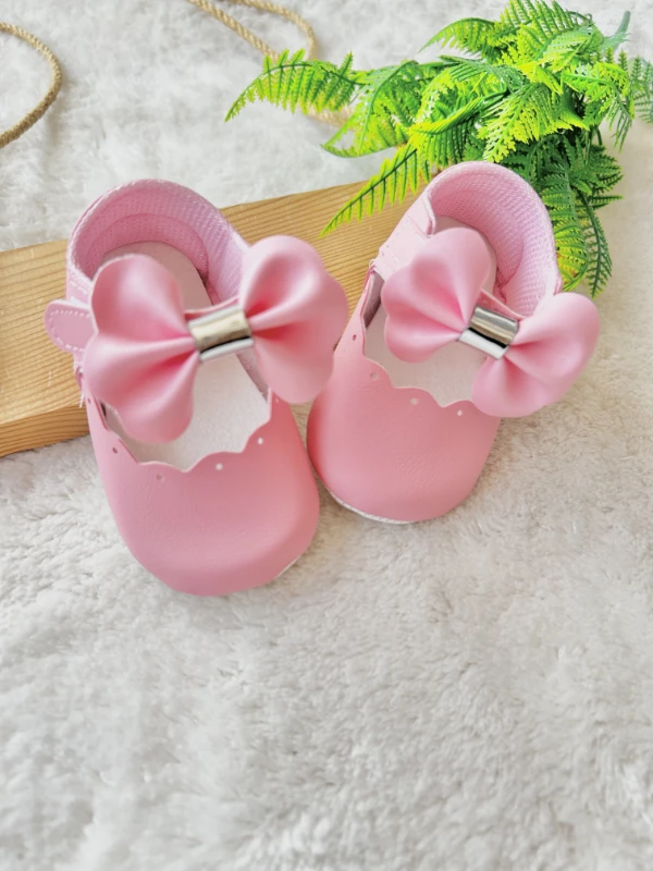 Bebek Ayakkabı fiyonk detaylı pembe 18-19 no