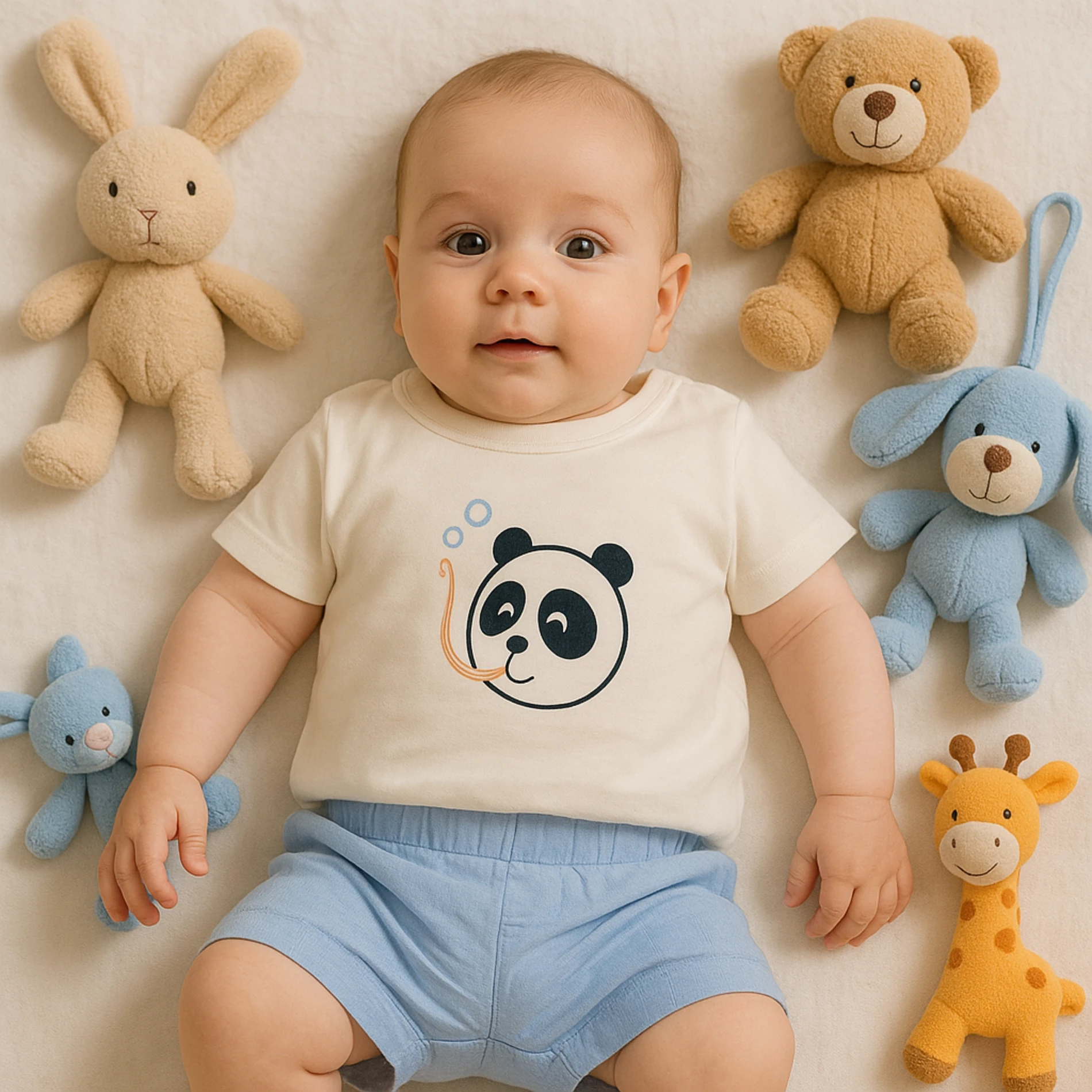 Bebek Takım Panda Baskılı Şortlu  