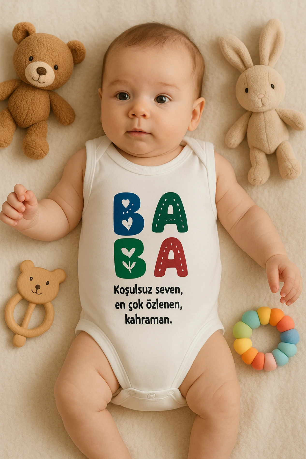 Bebek Zıbın Baba Koşulsuz Seven, En Çok Özlenen, Kahraman Baskılı  