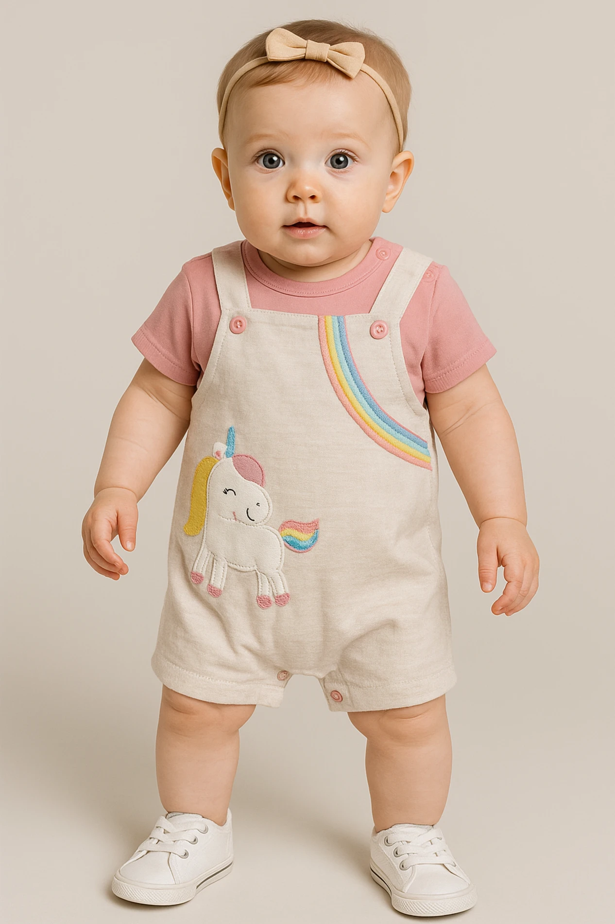 Bebek Salopet Unicorn Baskılı  6-24 Ay 