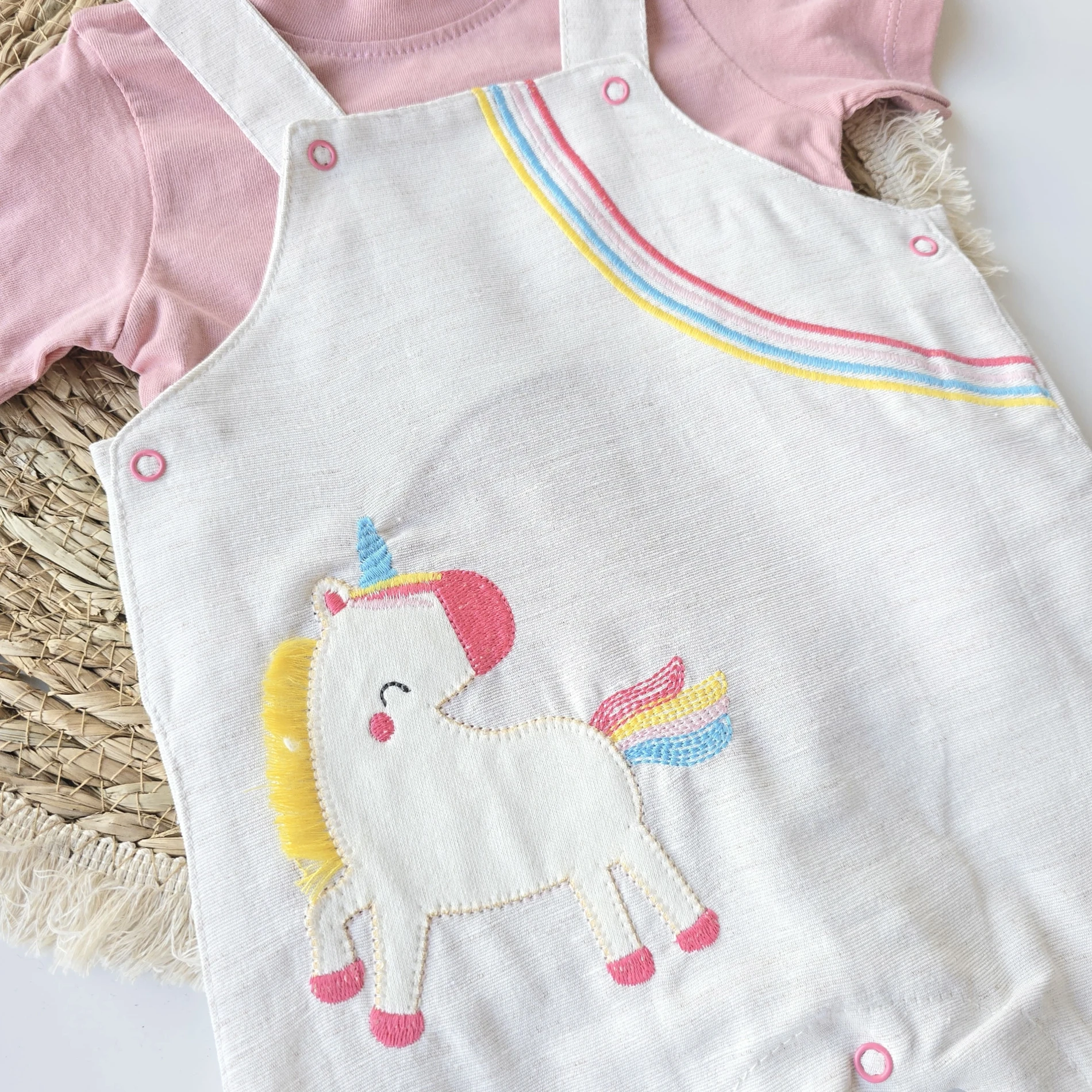 Bebek Salopet Unicorn Baskılı  6-24 Ay