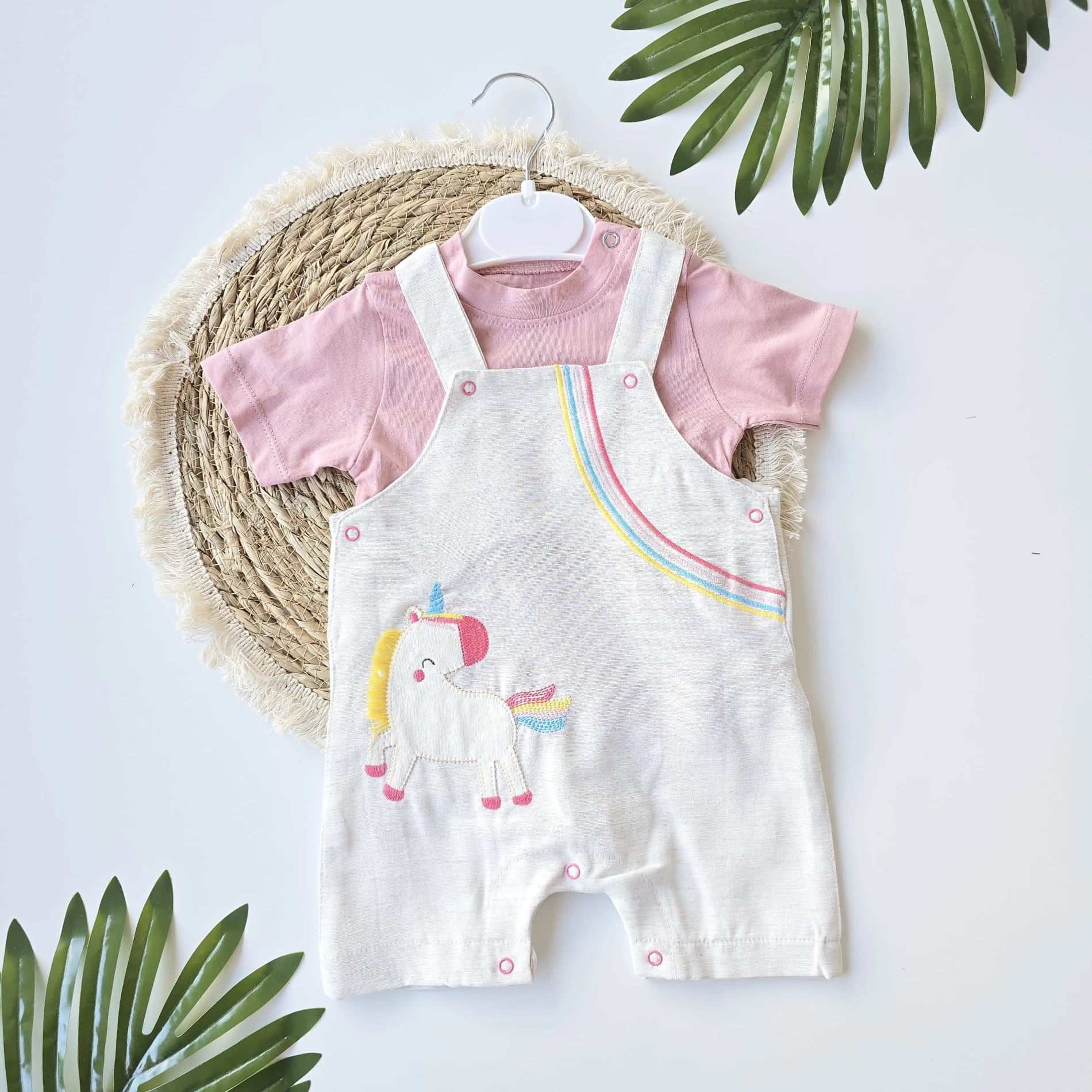 Bebek Salopet Unicorn Baskılı  6-24 Ay