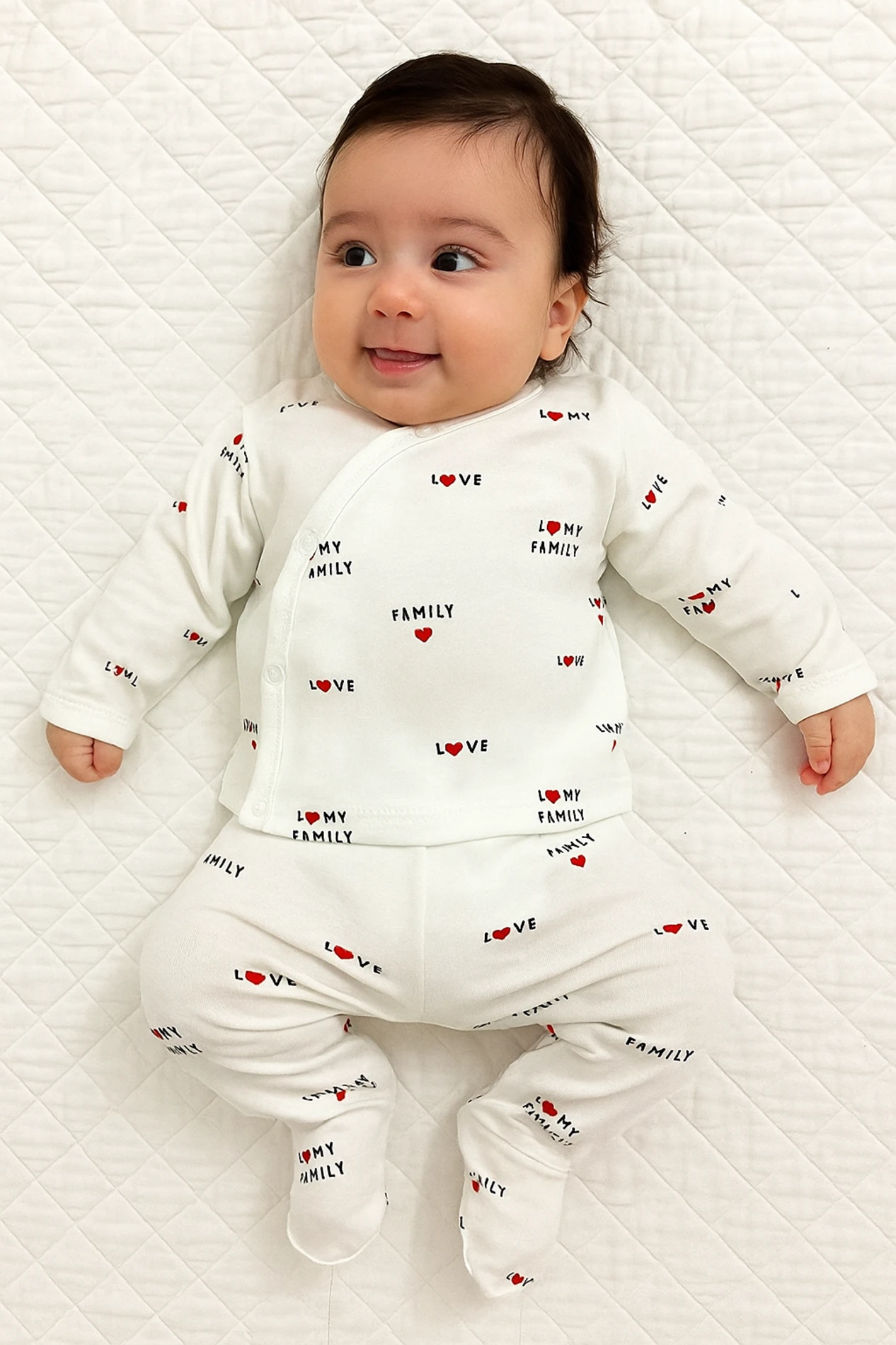 Bebek Takım My Family Baskılı Çıtçıtlı Patikli 