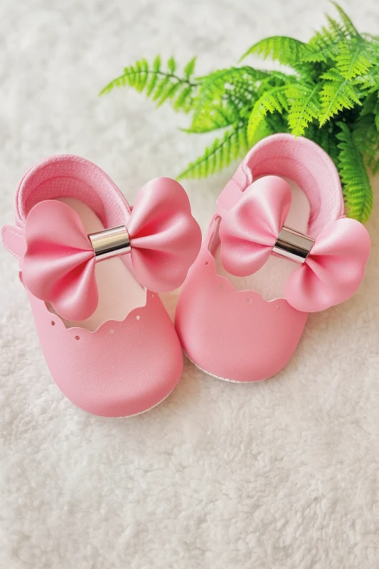 Bebek Ayakkabı fiyonk detaylı pembe 18-19 no