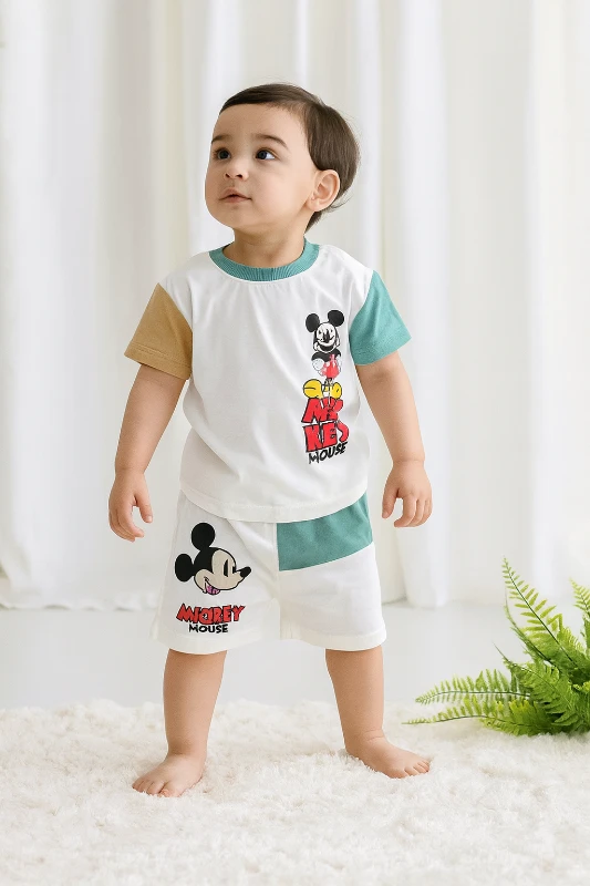 ÇocukTakım mickey mouse baskılı 2-5 yaş beyaz