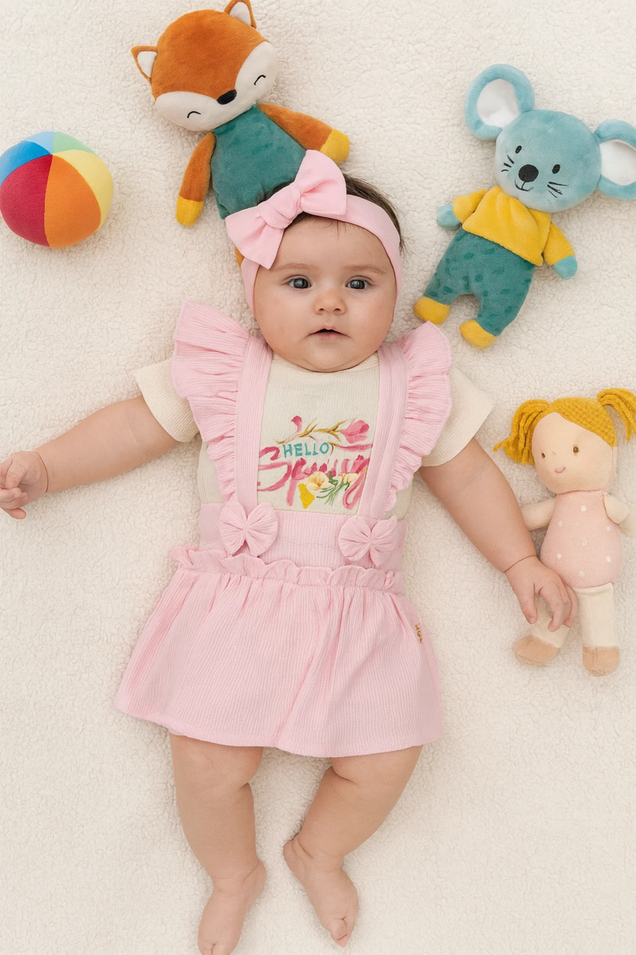 Bebek Elbise Fiyonk Detaylı Fırfırlı 