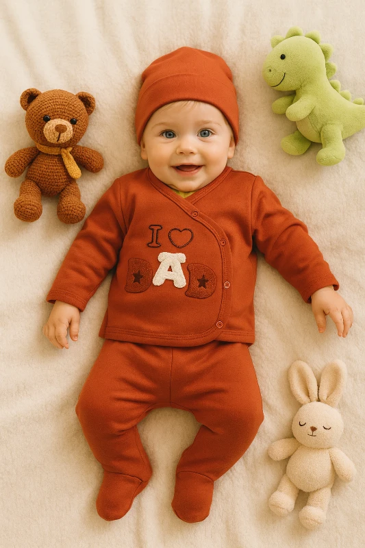 Bebek Hastane Çıkışı I Dad Süzene Nakışlı 3'Lü 